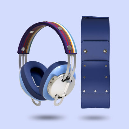 Starry Silver Modular Headphones - Blue with Blue Cushions and Purple-Blue Line Headband Components