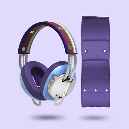 Starry Silver Modular Headphones - Blue with Purple Cushions and Purple-Blue Line Headband Components