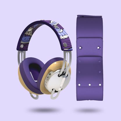 Starry Silver Modular Headphones - Yellow with Purple Cushions and Purple Totem Headband Components