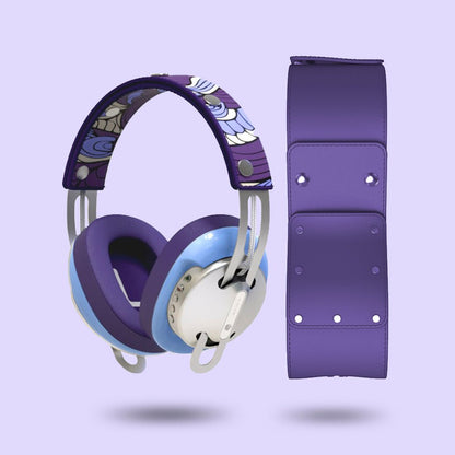Starry Silver Modular Headphones - Blue with Purple Cushions and Purple Totem Headband Components