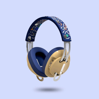 Desert Yellow Modular Headphones with Yellow with Blue Cushions and Youth Blue Headband - Main