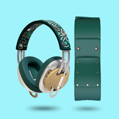 Desert Yellow Modular Headphones - Silver with Green Cushions and Youth Green Headband Components