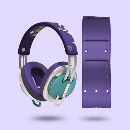 Retro Green Modular Headphones - Silver with Purple Cushions and Flower Language Purple Headband Components