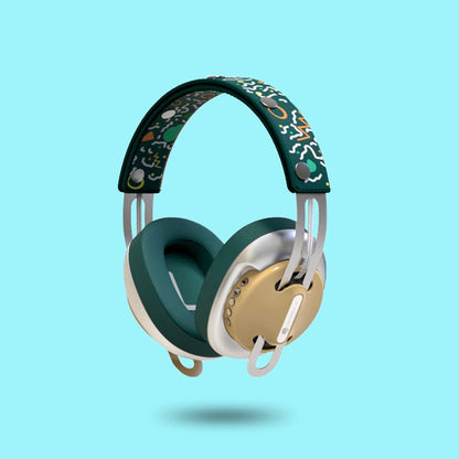 Desert Yellow Modular Headphones with Silver with Green Cushions and Youth Green Headband - Main