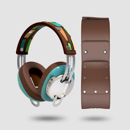 Starry Silver Modular Headphones - Green with Brown Cushions and Liuli Brown Headband Components
