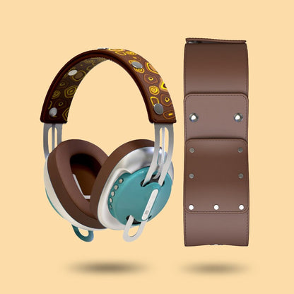 Retro Green Modular Headphones - Silver with Brown Cushions and Quantum Brown Headband Components